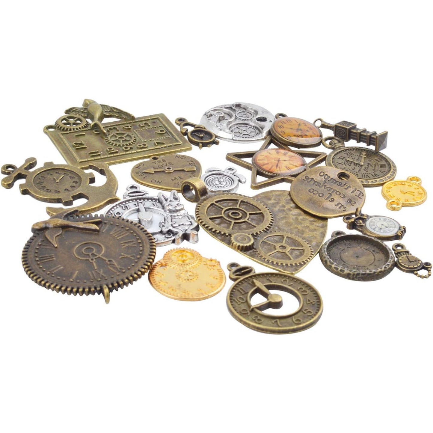 20pcs Mixed Antiqued Charms Clock Face Charm Pendant, DIY Crafts, Gears, Jewelry Making, Steampunk Pendants,3 Colors