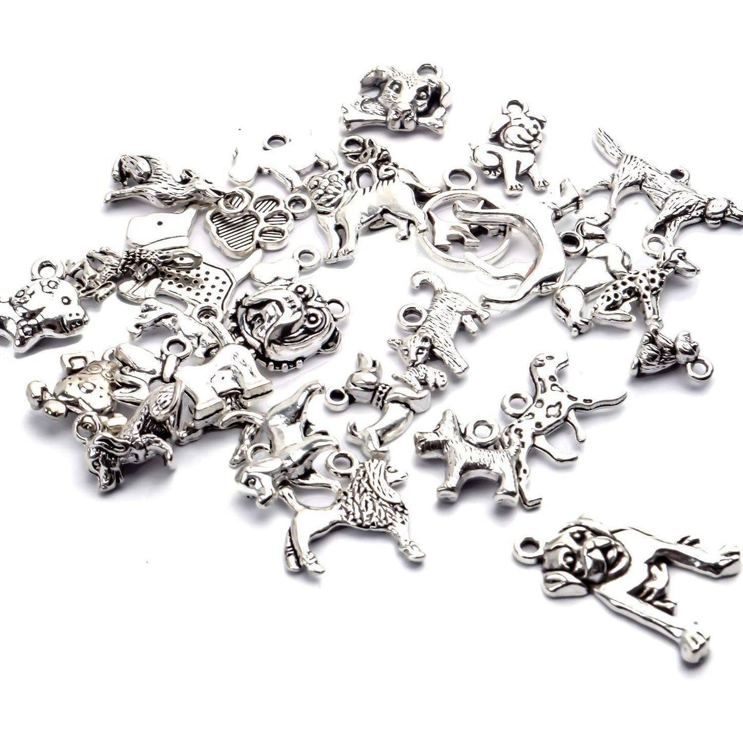 30pcs Antique Tibetan Silver Animal Charms Alloy Pet Dog Paw Charm Pendants Jewelry Making Findings for DIY Necklace Bracelet Keychain