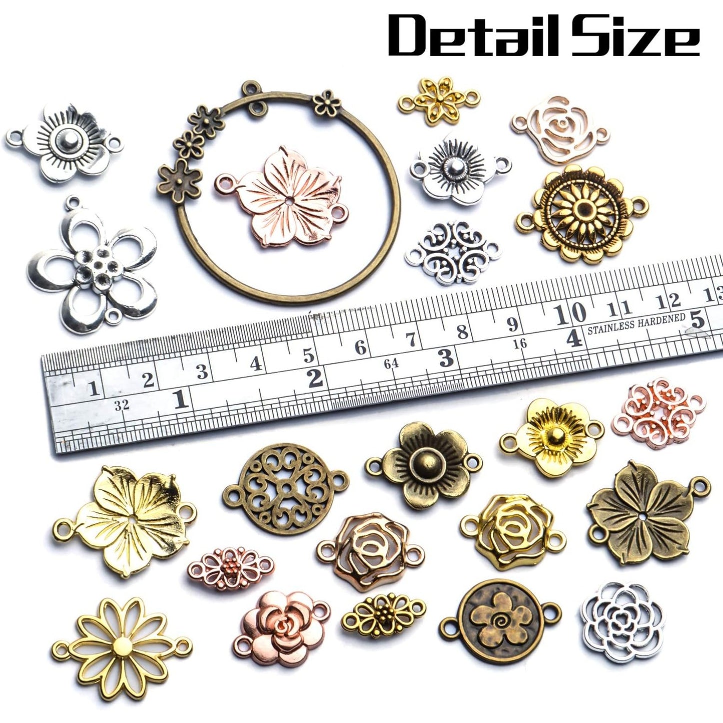 Jewelry Connectors, 100 Gram Tibetan Style Mixed Flower Shape Pendants Metal Beads Link Charms for DIY Earring Necklace Jewelry Making