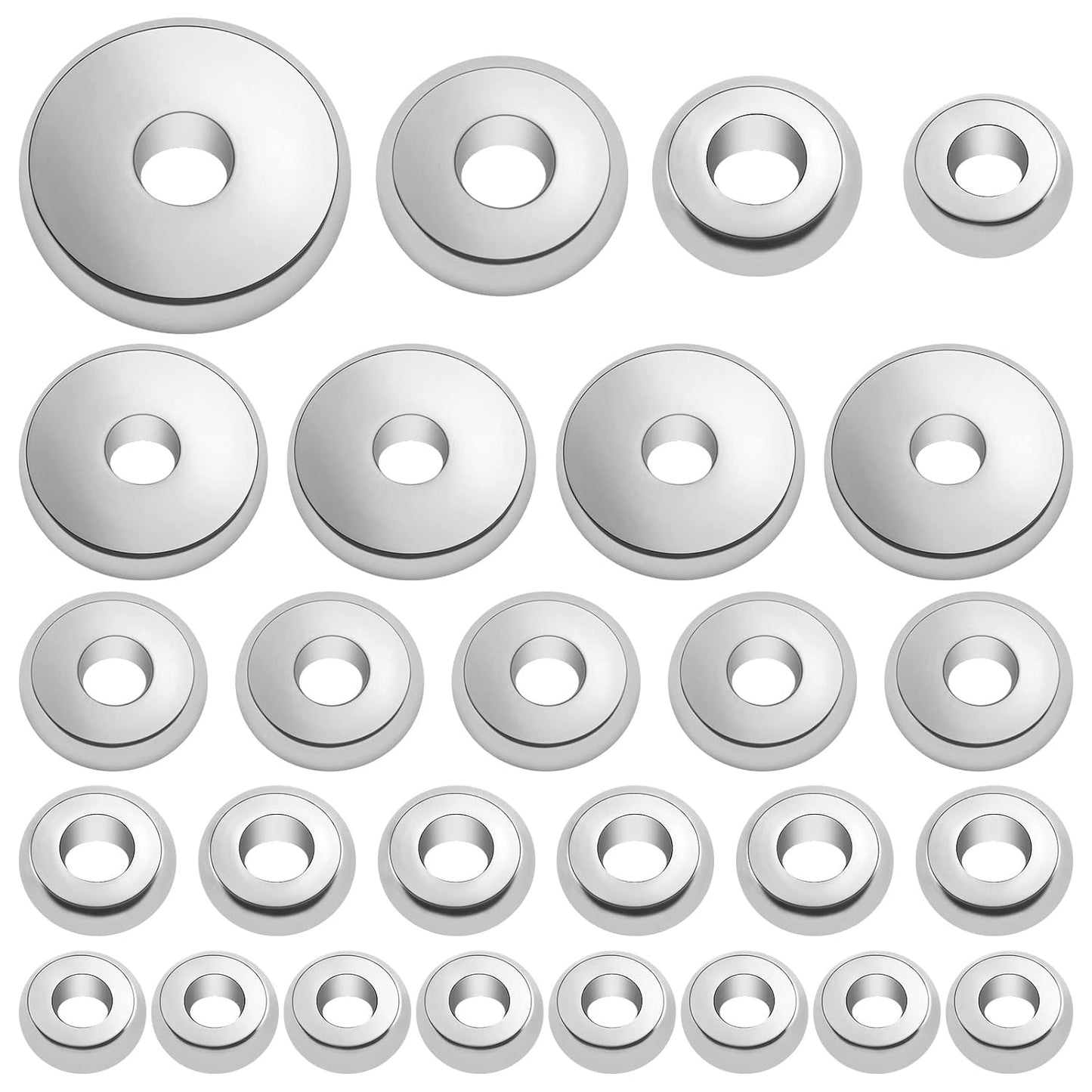 80pcs 4 Sizes Stainless Steel Flat Round Spacer Beads Hypoallergenic Tiny Rondelle Disc Loose Beads Craft Supplies for DIY Bracelet Necklace Earrings Jewelry Making