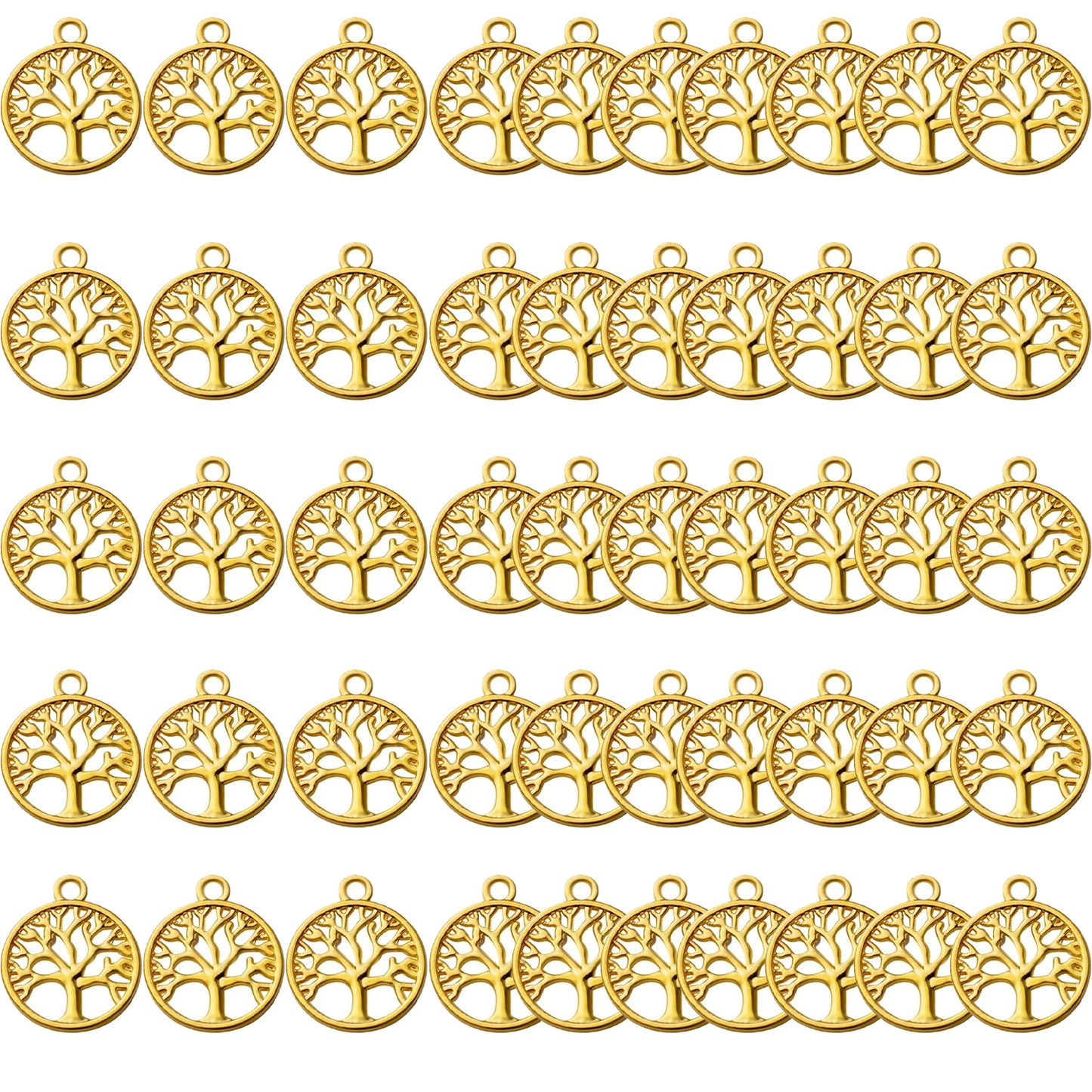 50pcs Tree of Life Charms Pendants Alloy Tree Bead Charm Craft Supplies for Bracelet Necklace Jewelry Making Findings Accessory,5 Colors