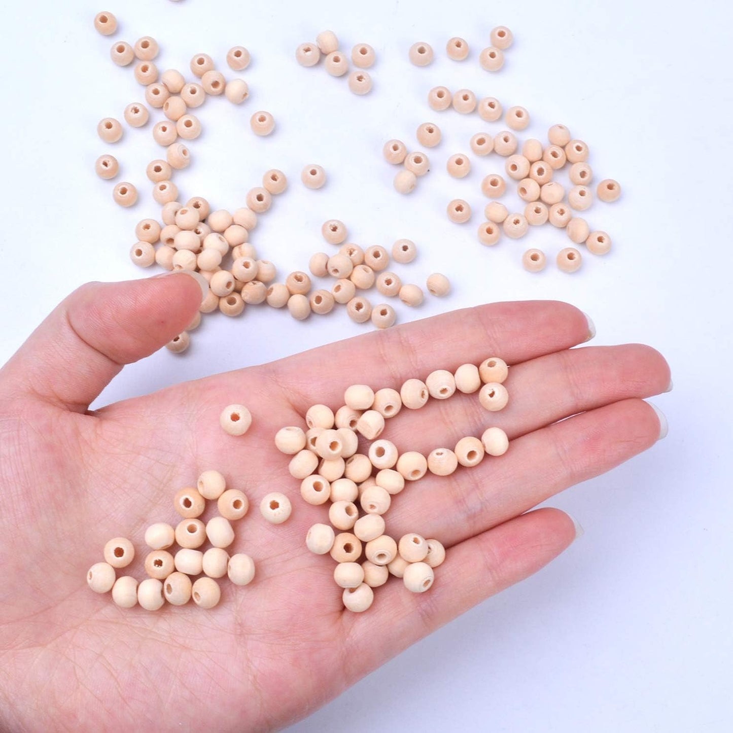 200pcs 6mm Natural Color Round Ball Wood Spacer Beads Jewelry Findings Charms