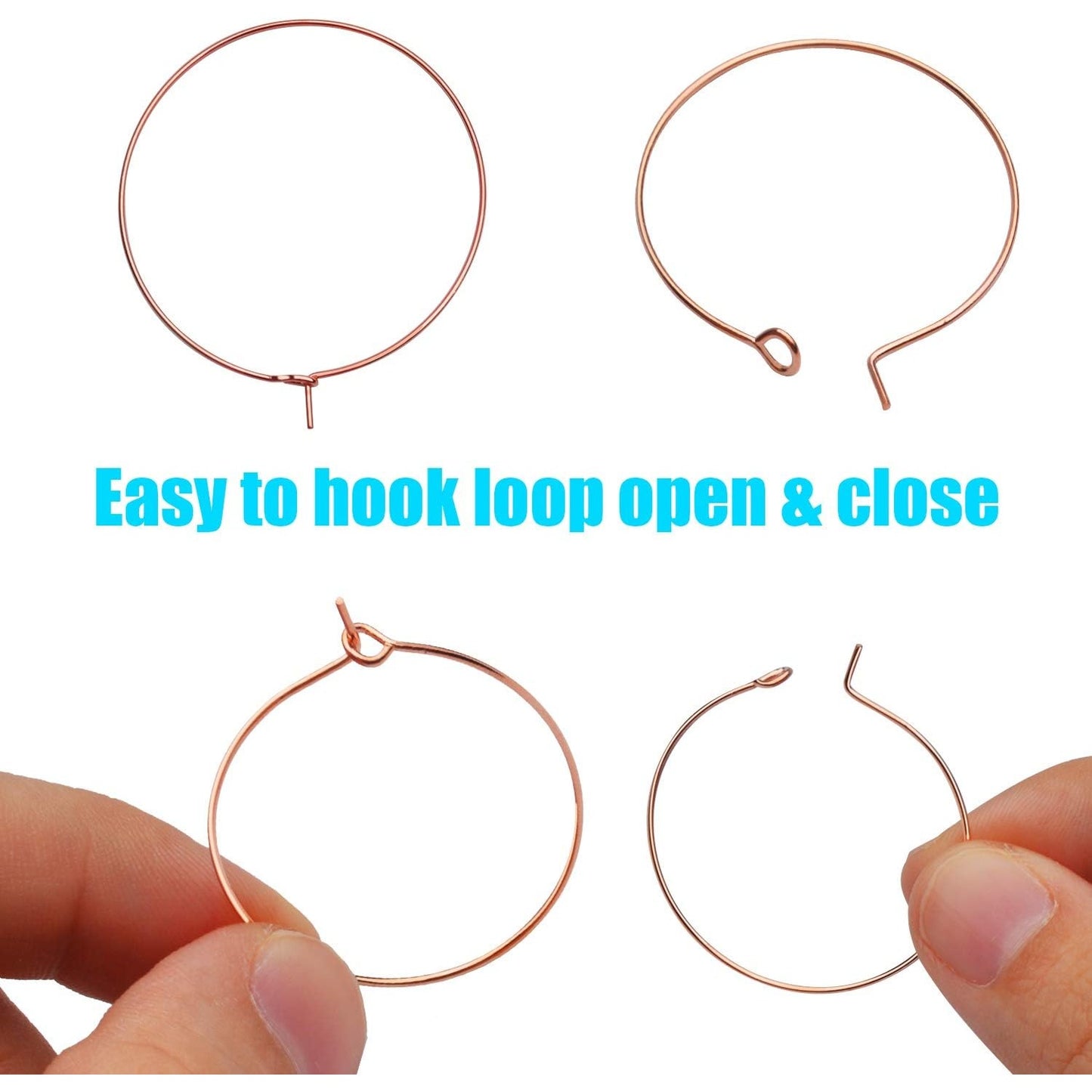 150 Pieces Wine Glass Charm Rings Open Jump Ring Earring Beading Hoops for Jewelry Making Wedding Birthday Party Festival Favor, 30mm, 25mm, 20mm, Rose Golden