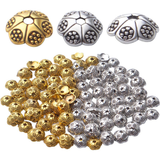 200pcs Flower Bead Caps Tibetan Alloy Spacer Beads Caps for DIY Bracelet Necklace Earrings