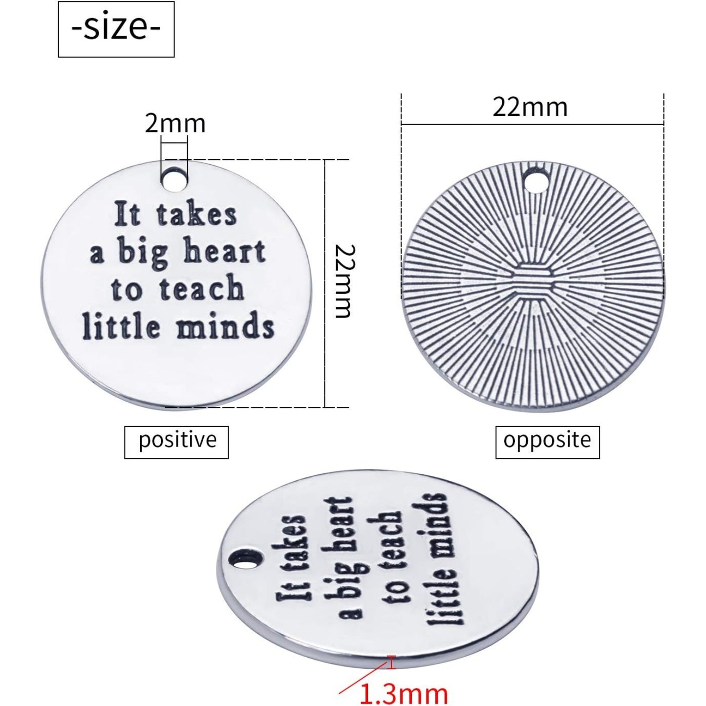 Inspirational Words Charms, 30pcs Lettering Saying Pendants (It takes a big heart to teach little minds) Charms Beads Jewelry Findings for DIY Necklace Bracelet