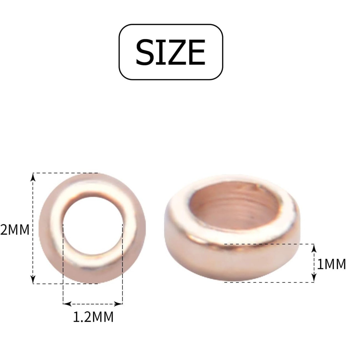 1000pcs Crimp Beads Positioning Beads Mini Spacer Beads for Jewelry Bracelet Making,Rose Gold
