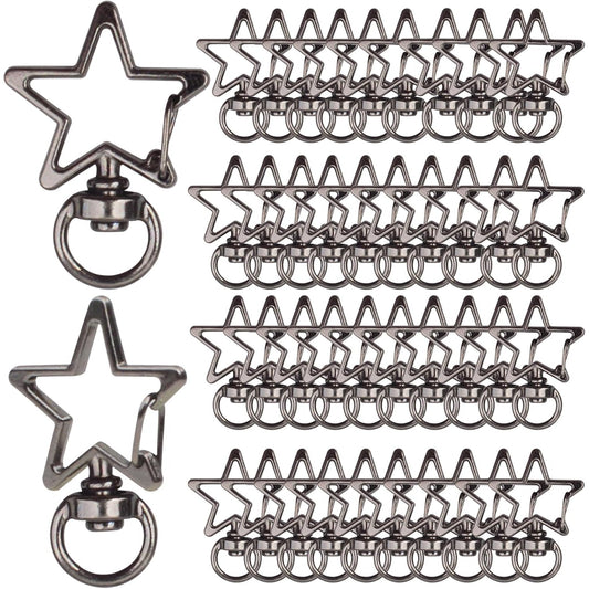 40pcs Star Shape Keychain Clips Metal Zinc Alloy Swivel Lobster Claw Clasp Trigger Spring Buckles Snap Hooks for DIY Keyrings Bags Handbags Lanyards Accessories, Gun Black