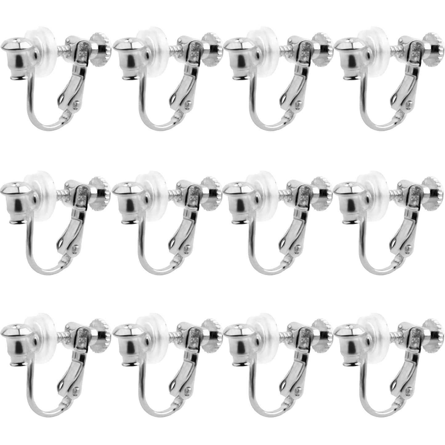 12pcs 2 Colors Screw Earring Clips Converters Brass U Shaped Adjustable Earring Components and 12pcs Clear Comfort Earring Cushions for Non-Pierced Ears DIY Jewelry Making