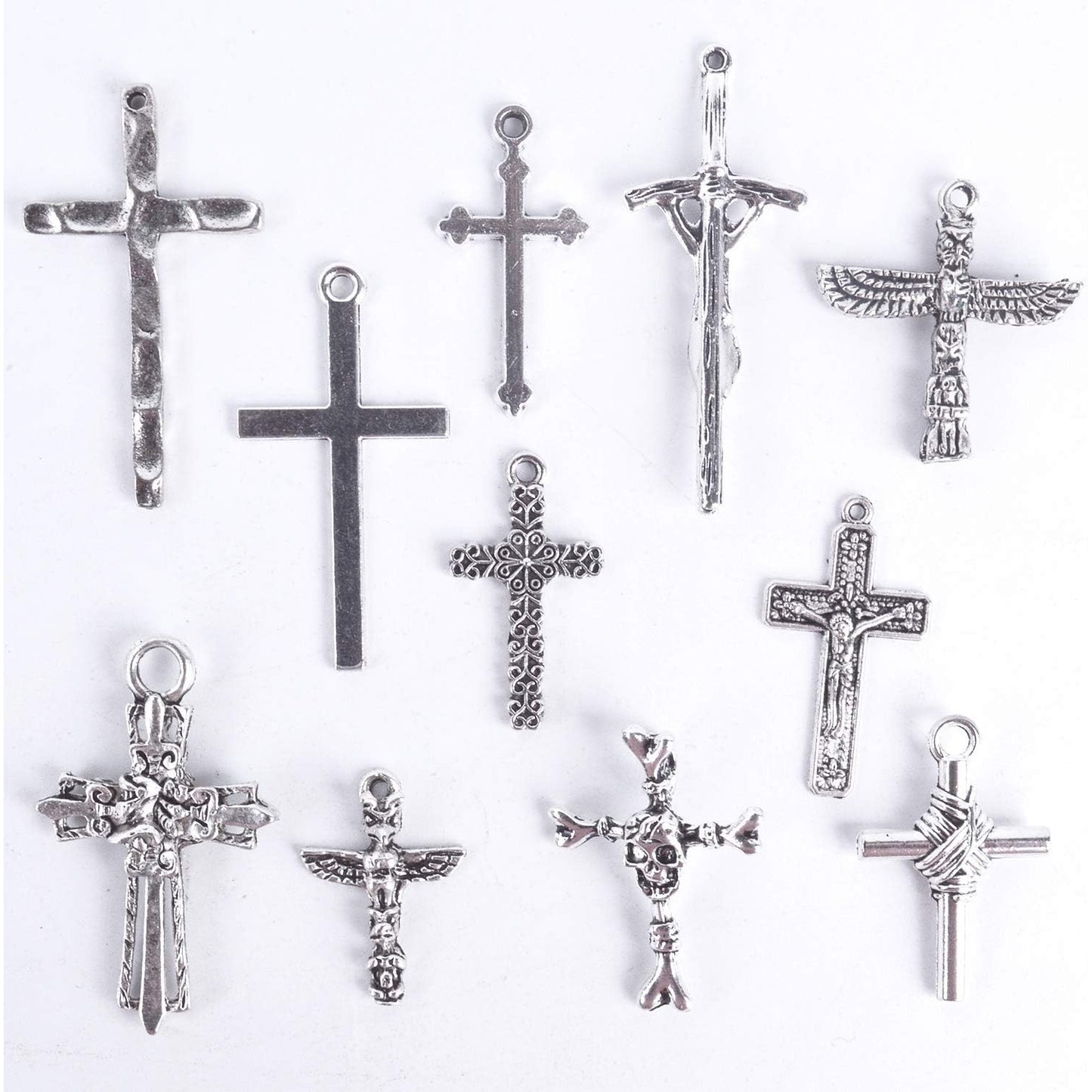 22 Pieces Mixed Styles Crosses Charms Pendants Jesus Christ Cross Charms Craft Supplies for Necklace Bracelet Jewelry Making Accessory