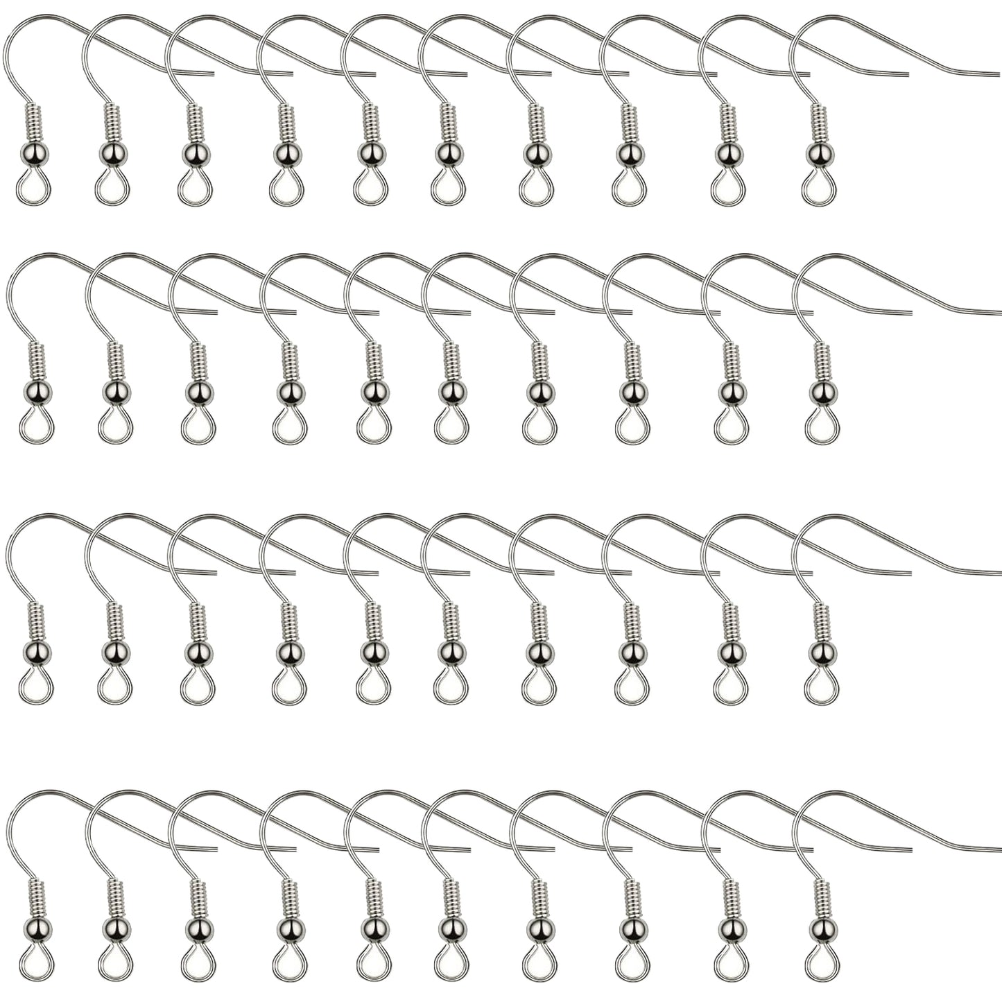 40pcs Stainless Steel Earring Hooks Hypo-allergenic Ear Wires Fish Hooks Earring Findings with 40pcs Clear Bullet Earring Backs Stoppers for DIY Jewelry Making, 4 Colors