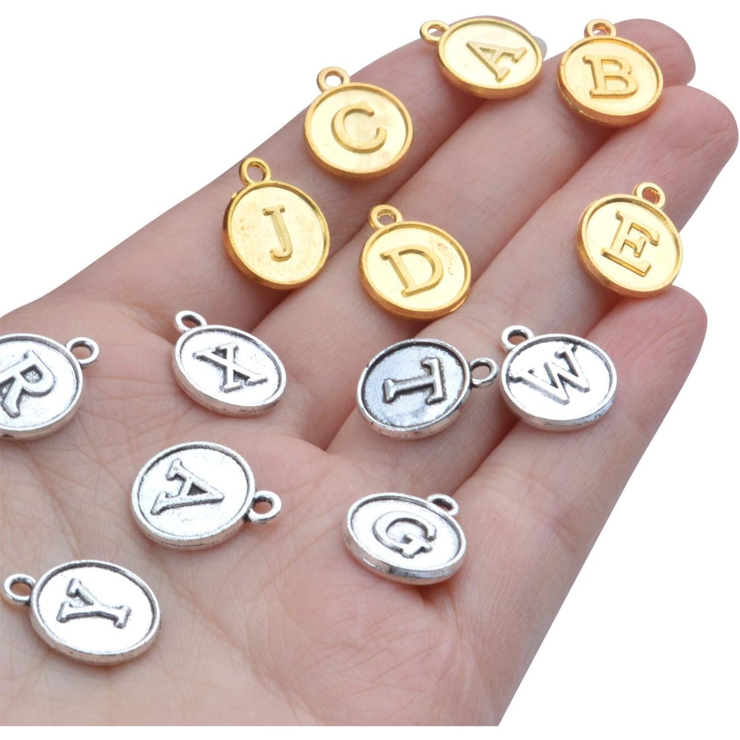 4 Sets(104 pcs) Alloy A-Z Initial Alphabet Letter Mixed Charms Pendants for DIY Jewelry Making,Bracelet and Crafting