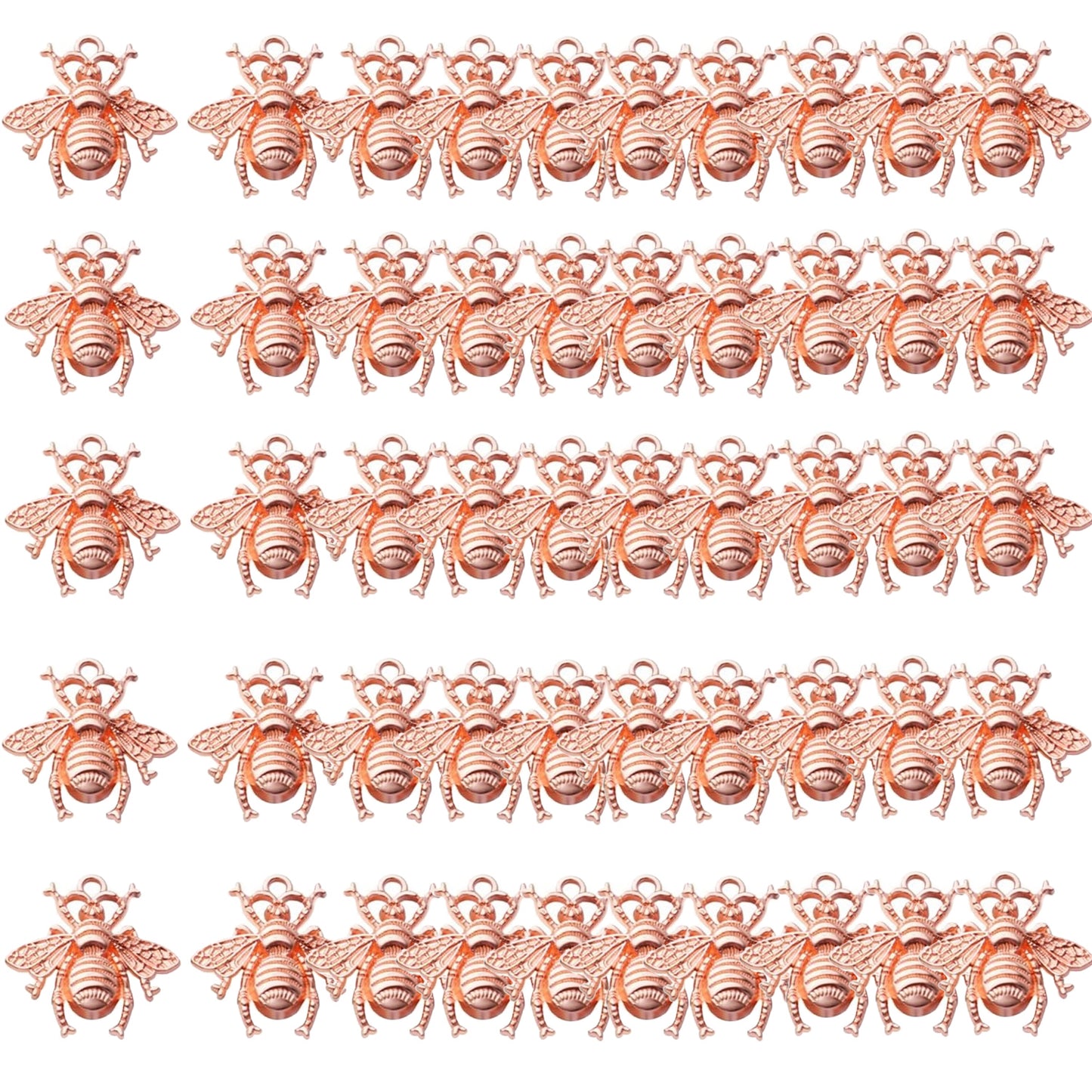 50pcs Alloy Bee Charms Honeybee Charm Pendants Insect Pendant for DIY Jewelry Craft Making Accessory,21mm×20mm,5 Colors