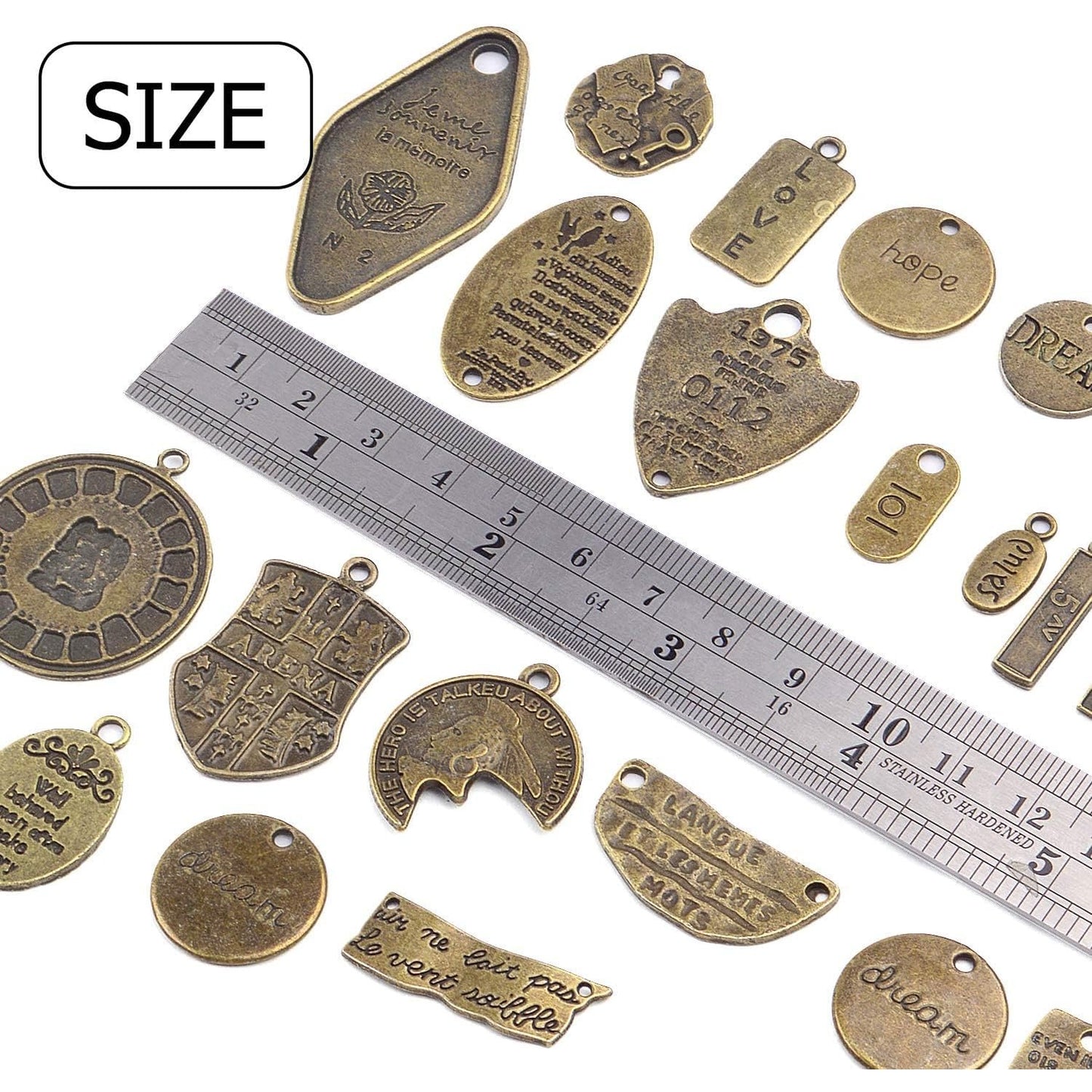 Inspirational Word Charms, 100g (40-50pcs) lettering Message Charms Pendants Craft Supplies Jewelry Findings for DIY Necklace Bracelet
