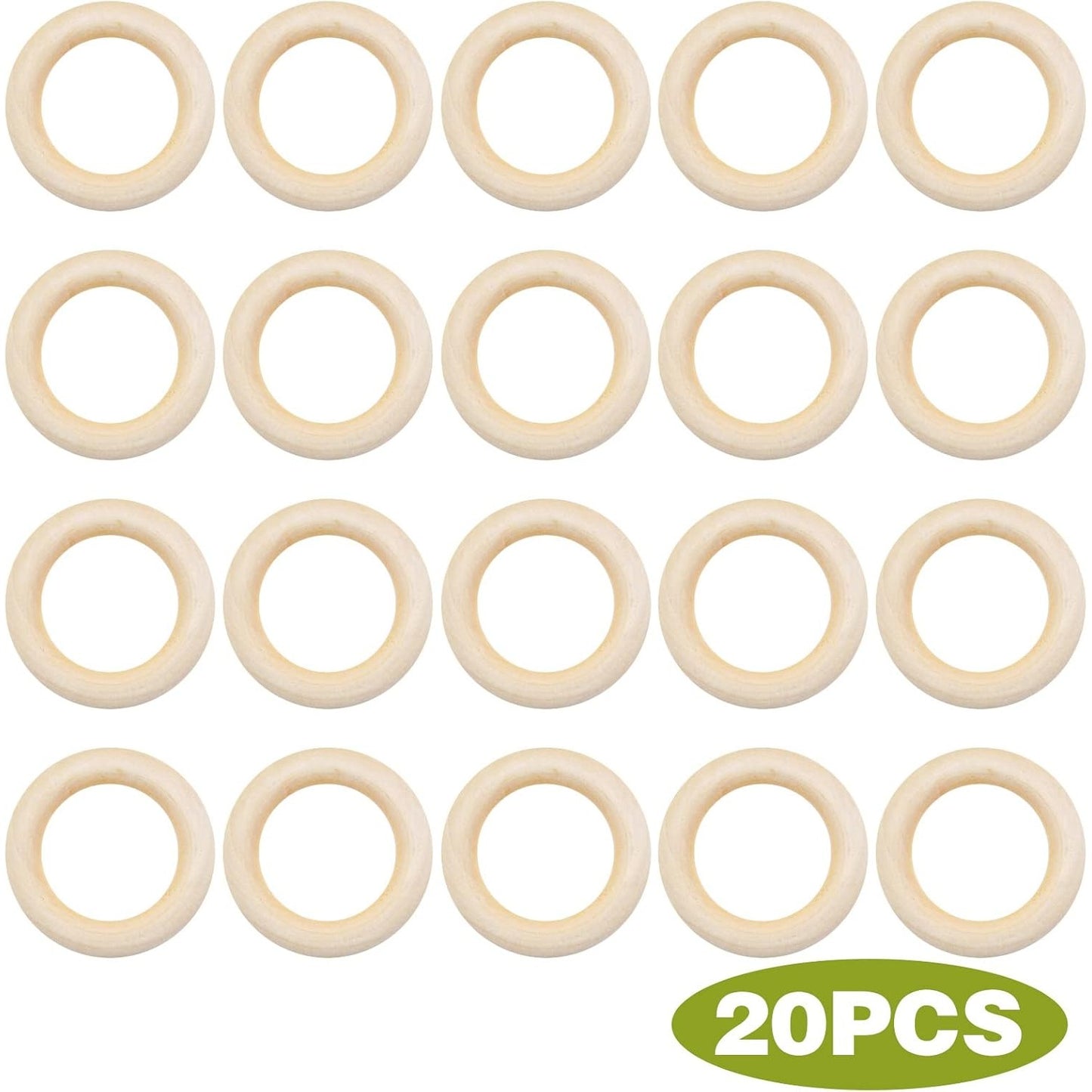 BronaGrand 20 Pieces Wooden Rings Natural Unfinished Solid Wood Rings Smooth Wooden Circles for DIY Craft Pendant Connectors Jewelry Making(55mm)