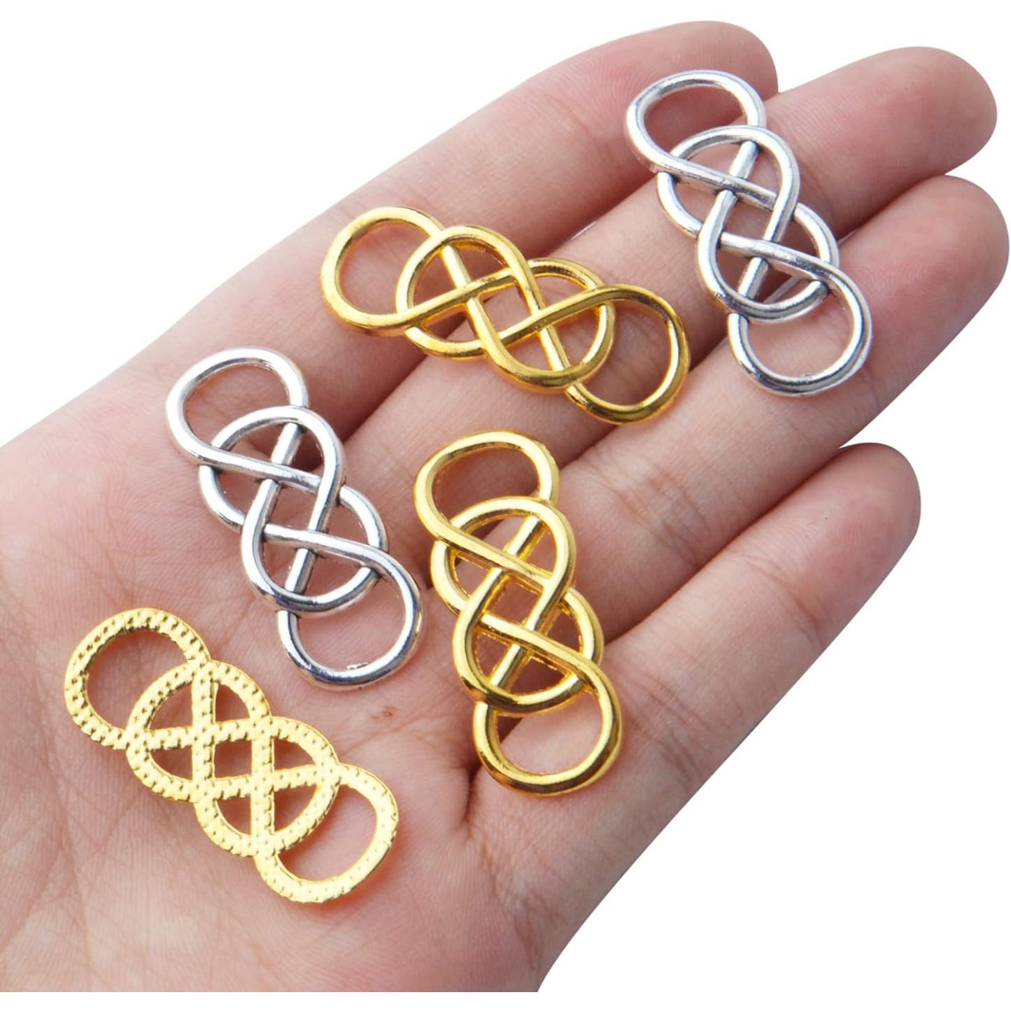 50pcs Double Infinity Symbol Connector Charms Alloy Pendant Charm Connectors for DIY Bracelet Necklace Jewelry Making,32.8mm×12.5mm