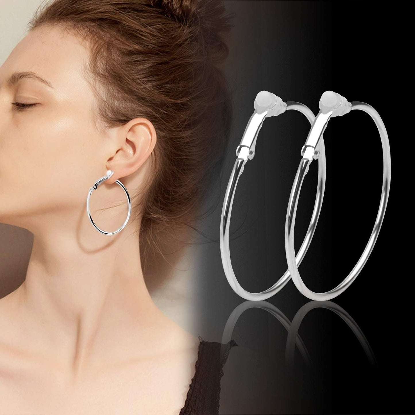 5 Pairs Gold Clip on Earrings Hoop Non Piercing Women Clip Earrings for Women, 5 Sizes