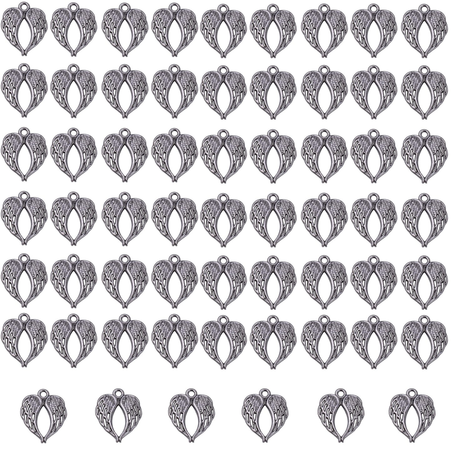 Angel Wings Feathers Charms, 60pcs Alloy Fairy Pendant Craft Supplies Beads Charm for Diy Bracelet Necklace Jewelry Making, 6 Colors