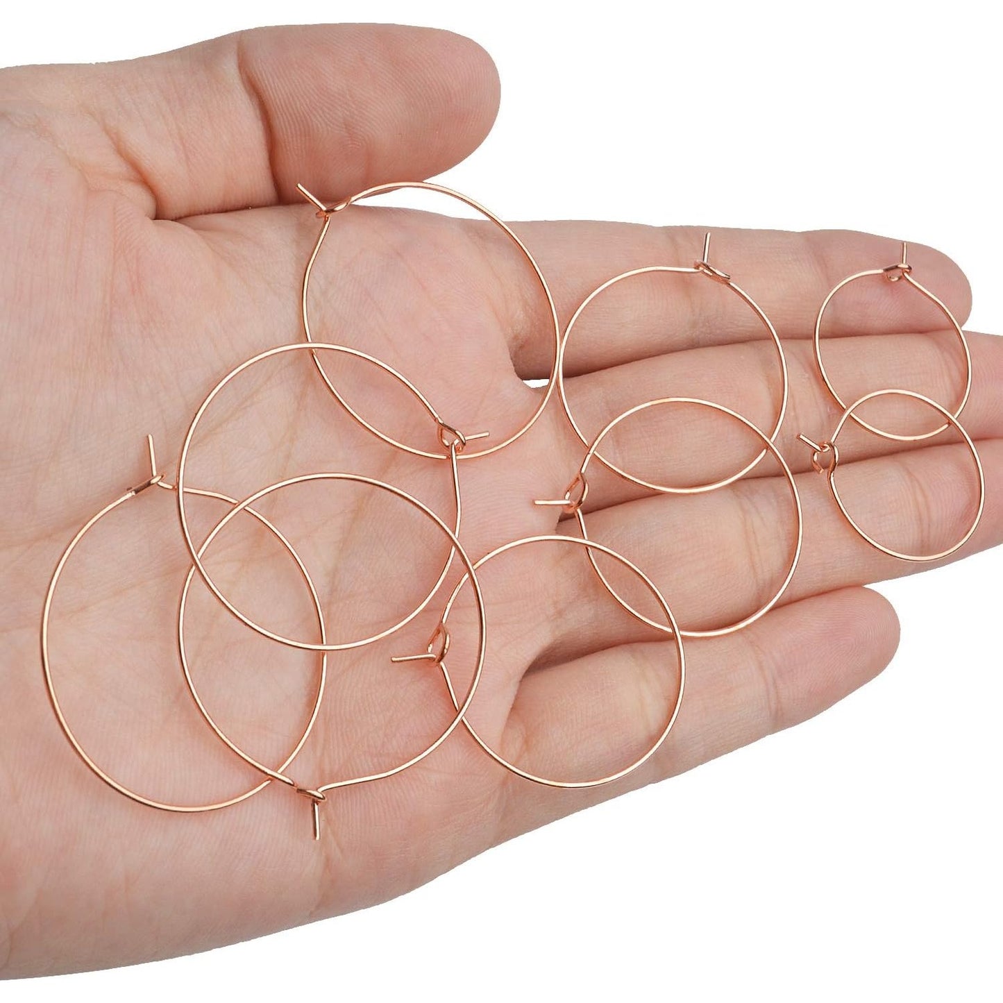 150 Pieces Wine Glass Charm Rings Open Jump Ring Earring Beading Hoops for Jewelry Making Wedding Birthday Party Festival Favor, 30mm, 25mm, 20mm, Rose Golden