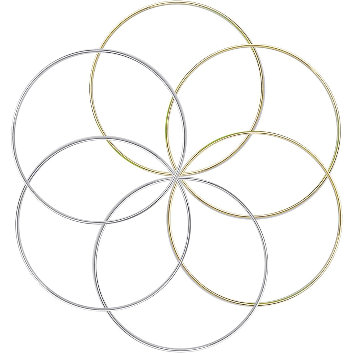 BronaGrand 6pcs Metal Rings Hoops Macrame Rings for Dream Catchers and Crafts,6 inch, Gold and Silver