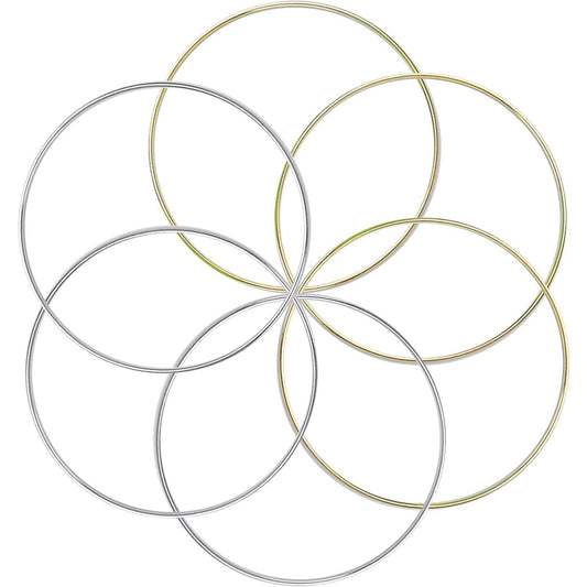 BronaGrand 6pcs Metal Rings Hoops Macrame Rings for Dream Catchers and Crafts,6 inch, Gold and Silver