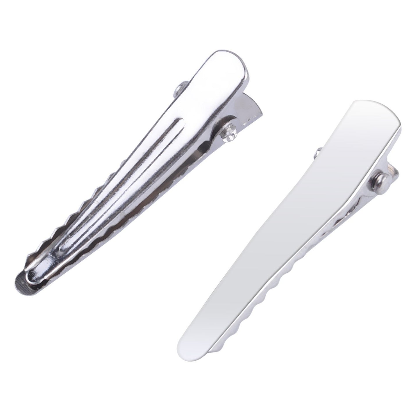 100pcs 1.38inch Stylish Teeth Bows Hair Clips Prong Curl Clips Hairdressing Salon Hair Grip Silver Color