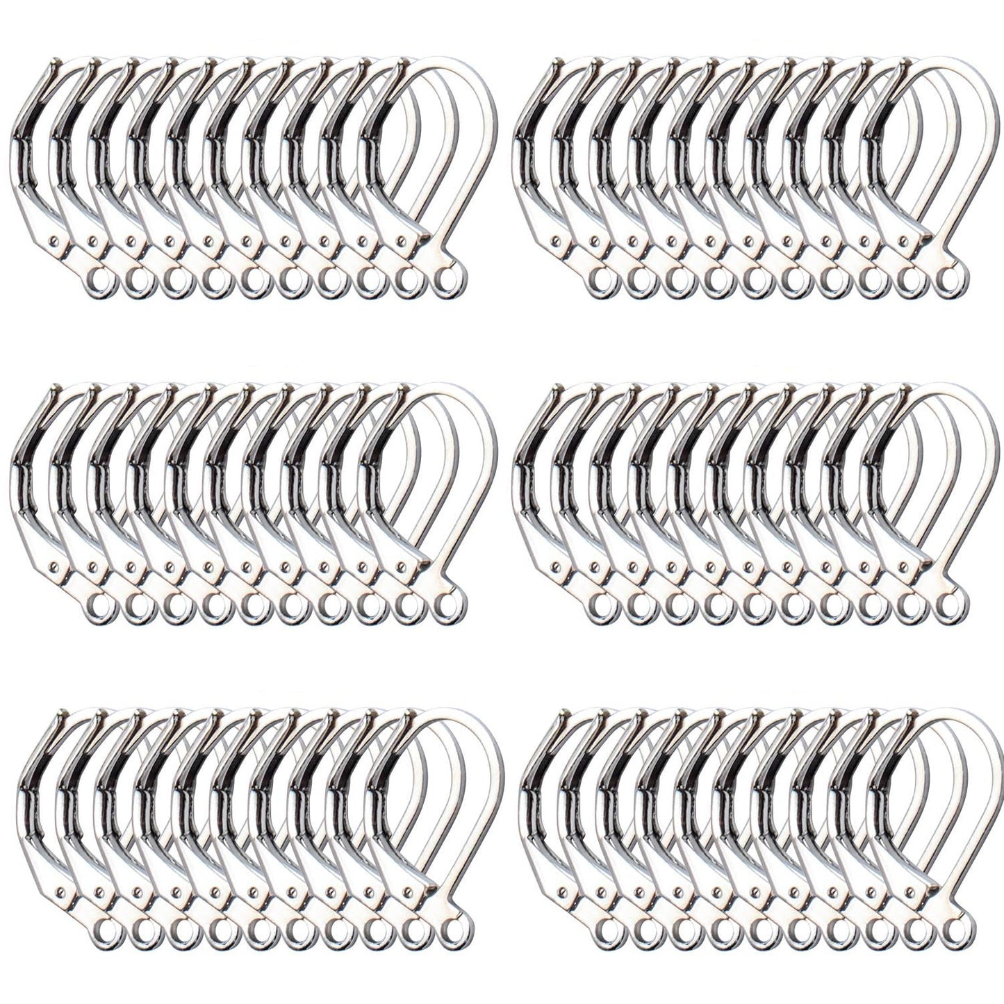 Earrings Hooks Leverback, 60pcs Leverback Earring Hooks Earwires Open Loop French Style for Earring Jewelry Making, Antique Bronze, White Gold, Silver, Gold, KC Gold, Rosegold