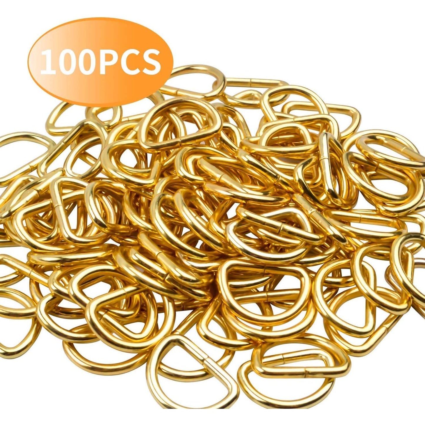 100 Pieces 1/2inch Metal Non Welded Gold D Ring Buckles D-Ring Loop for Handbag Purse Clothes DIY Accessories
