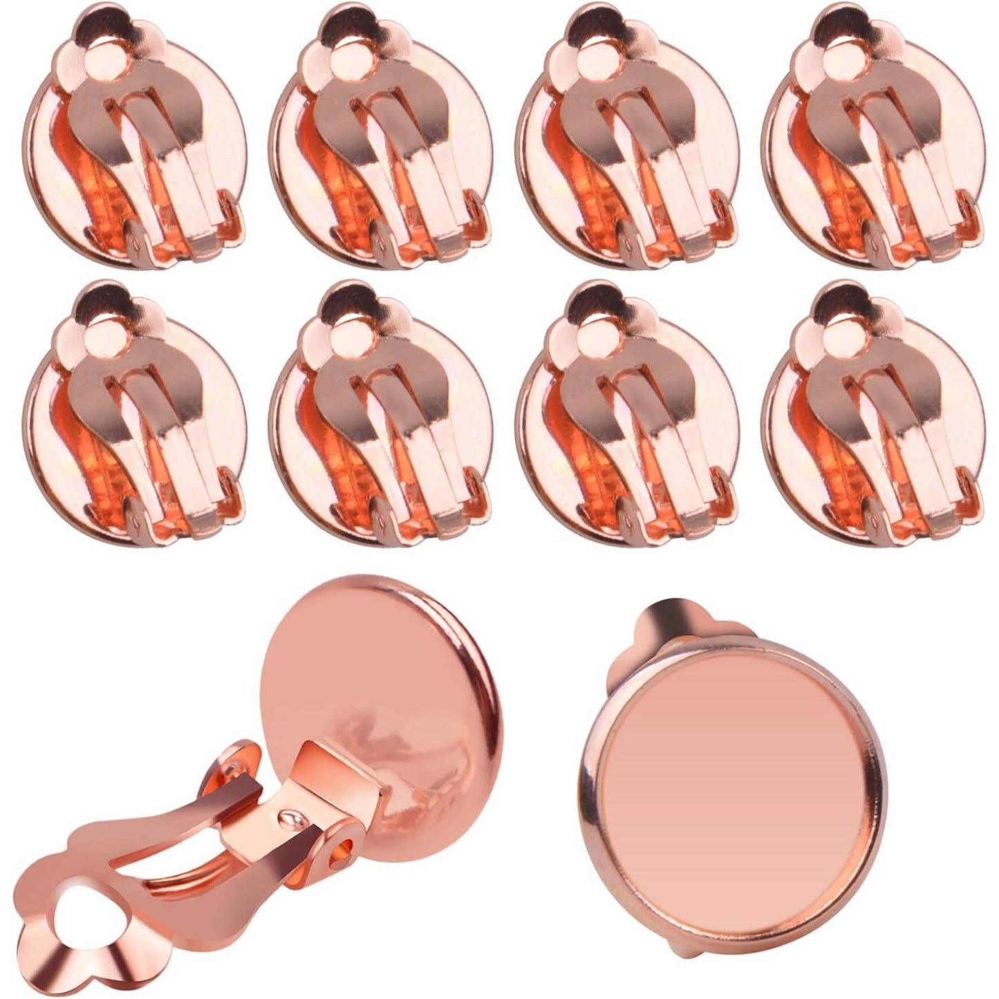 Clip-on Earring Converters, 20pcs (10 Pair) Flat Round Earring Trays 12mm Earring Cabochon Setting Converter for Non Pierced Ears Earring Making - Silver