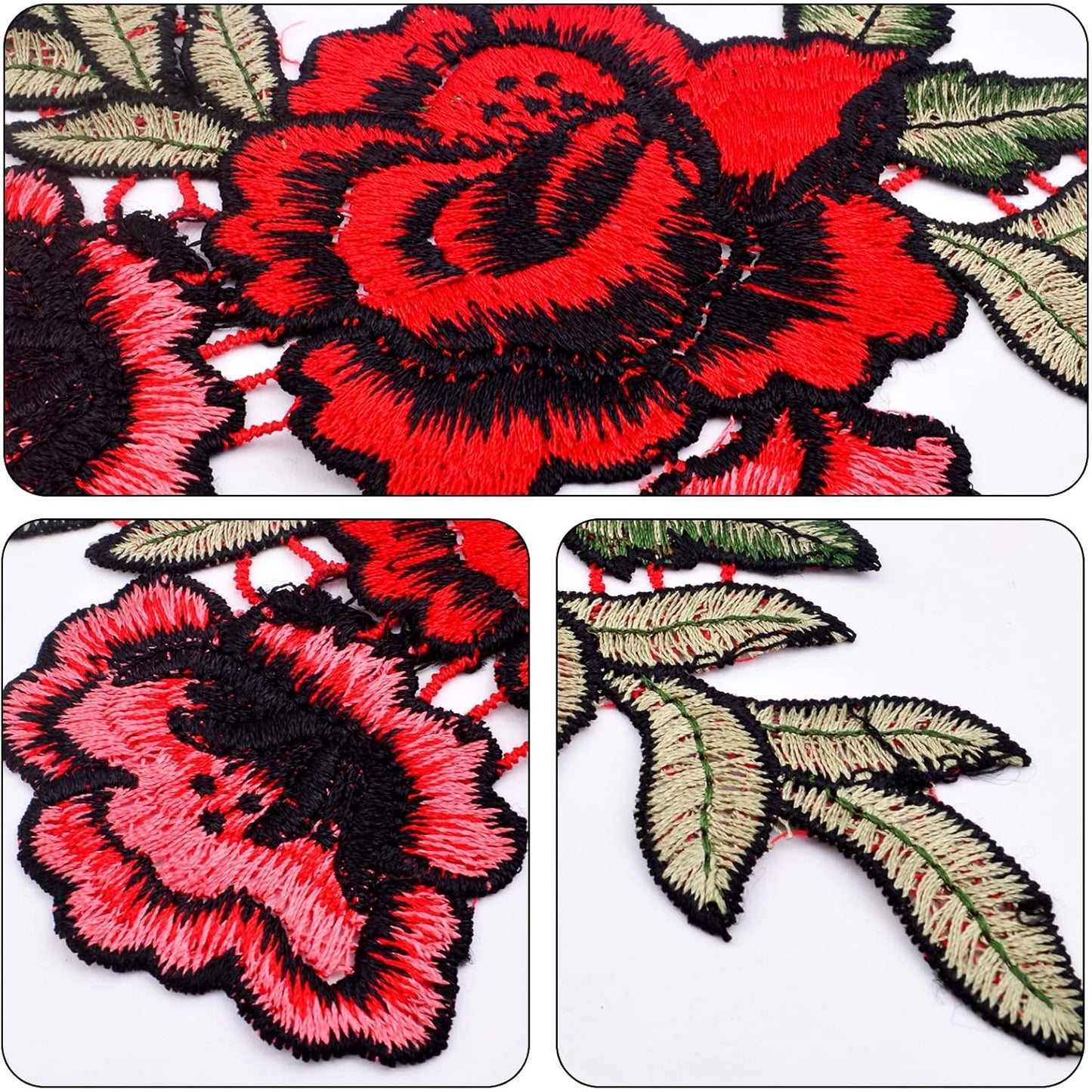 12 Pieces (6 Pairs) Iron On Flower Patches Clothing Patch Delicate Embroidered Flower Appliques for DIY T-Shirt Backpack Hoodies Shoes Bags Decoration, 6 Styles