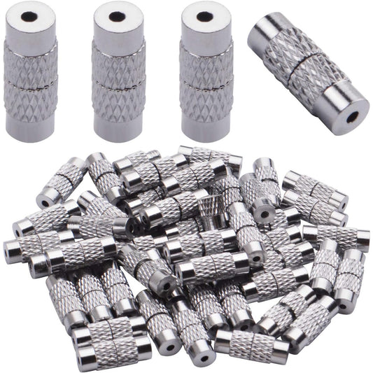 50pcs Brass Screw Clasps Barrel Clasps Cord End Caps Jewelry End Tips for Bracelet Necklace Making,Silver