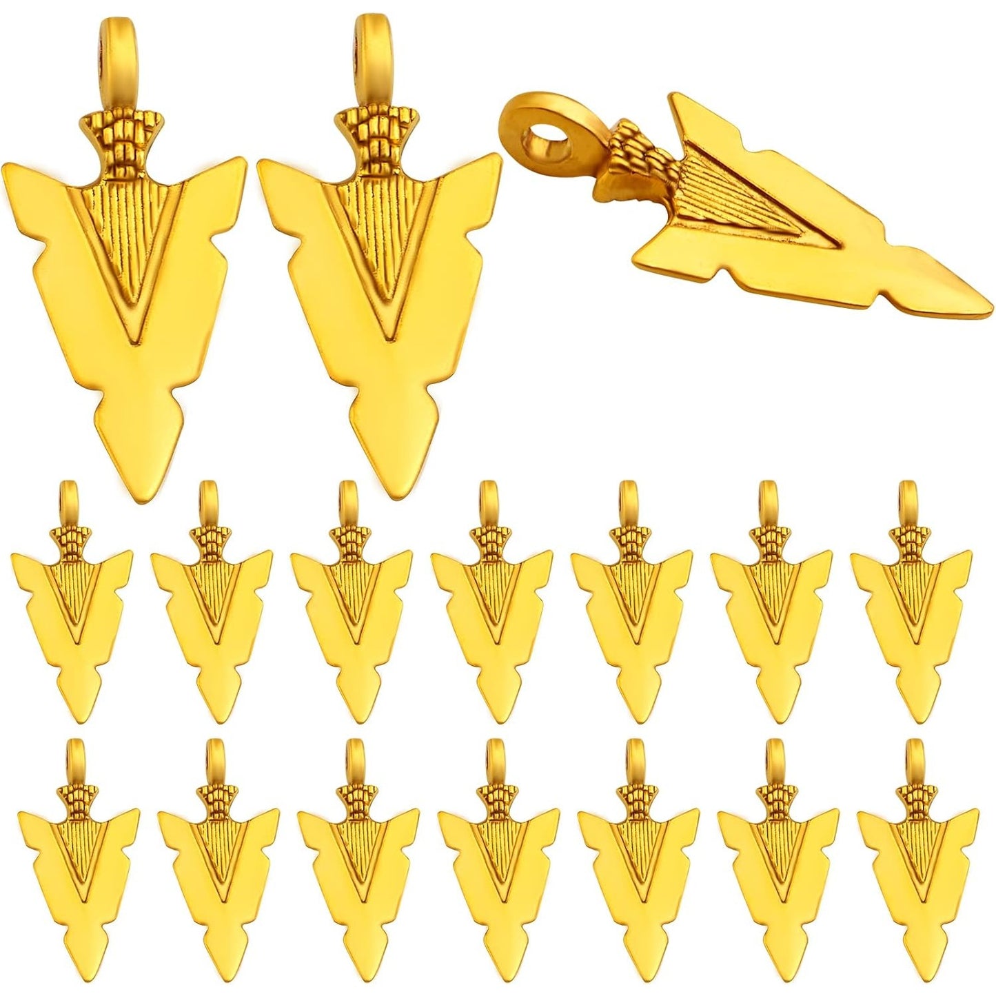 50 Pieces Tibetan Alloy Arrowhead Charms Vintage Chic Arrow Dangle Pendants Charms Craft Supplies for DIY Bracelet Necklace Jewelry Making Findings, Antique Golden
