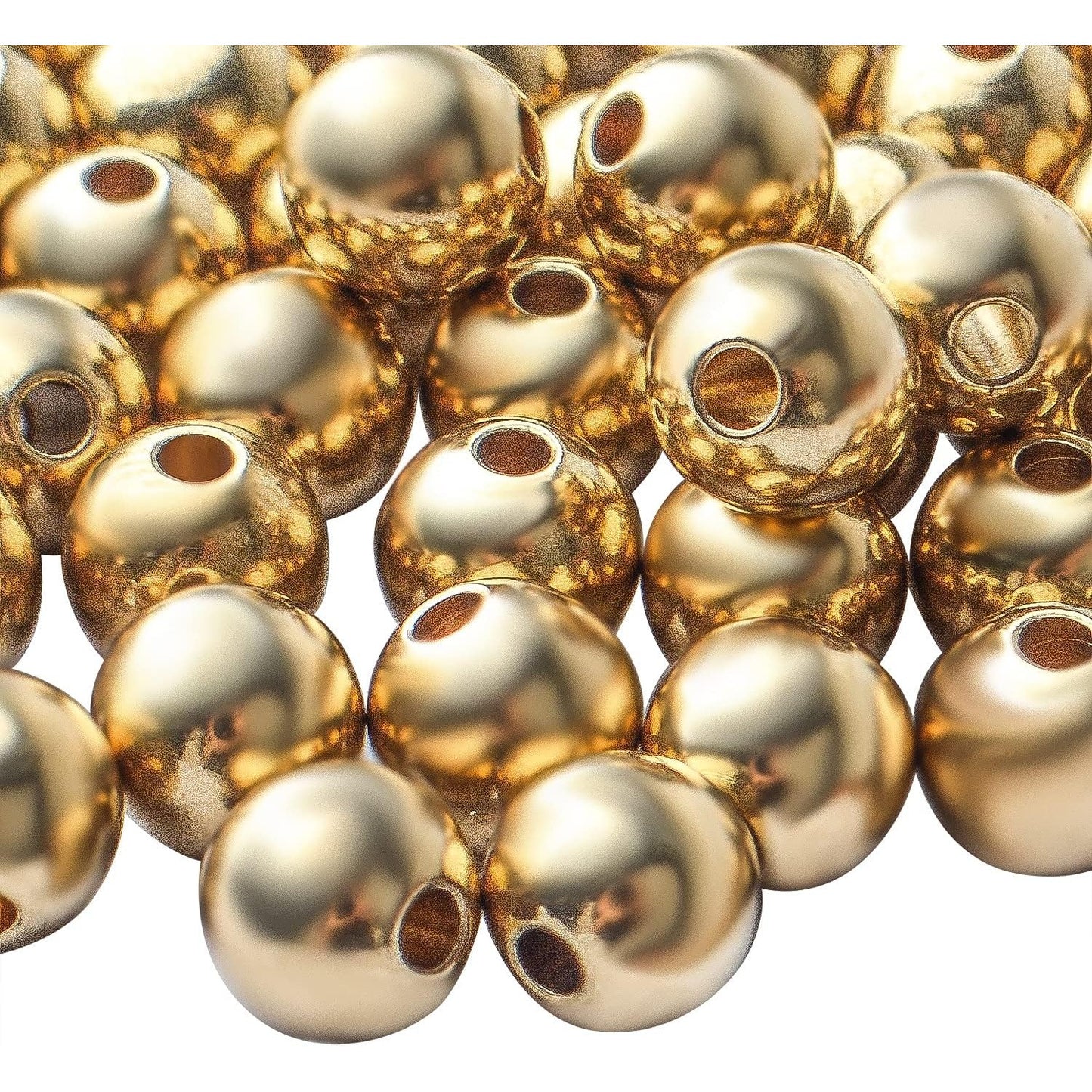 100pcs Gold Plated Round Ball Spacers Beads Brass Smooth Bead Spacer Loose Beads for DIY Jewelry Bracelet Necklace Crafts Making Accessories