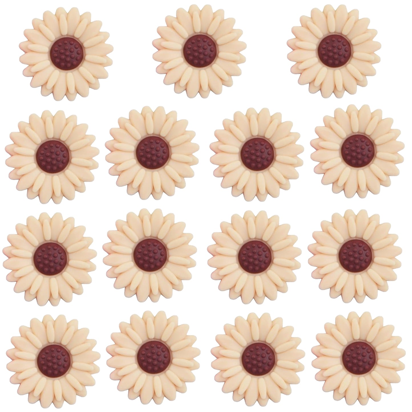 15pcs Daisy Flower Silicone Beads Colorful Soft Silicone Sunflower Spacer Beads Flower Shape Loose Beads Craft Accessories for DIY Necklace Bracelet Keychains Jewelry Making