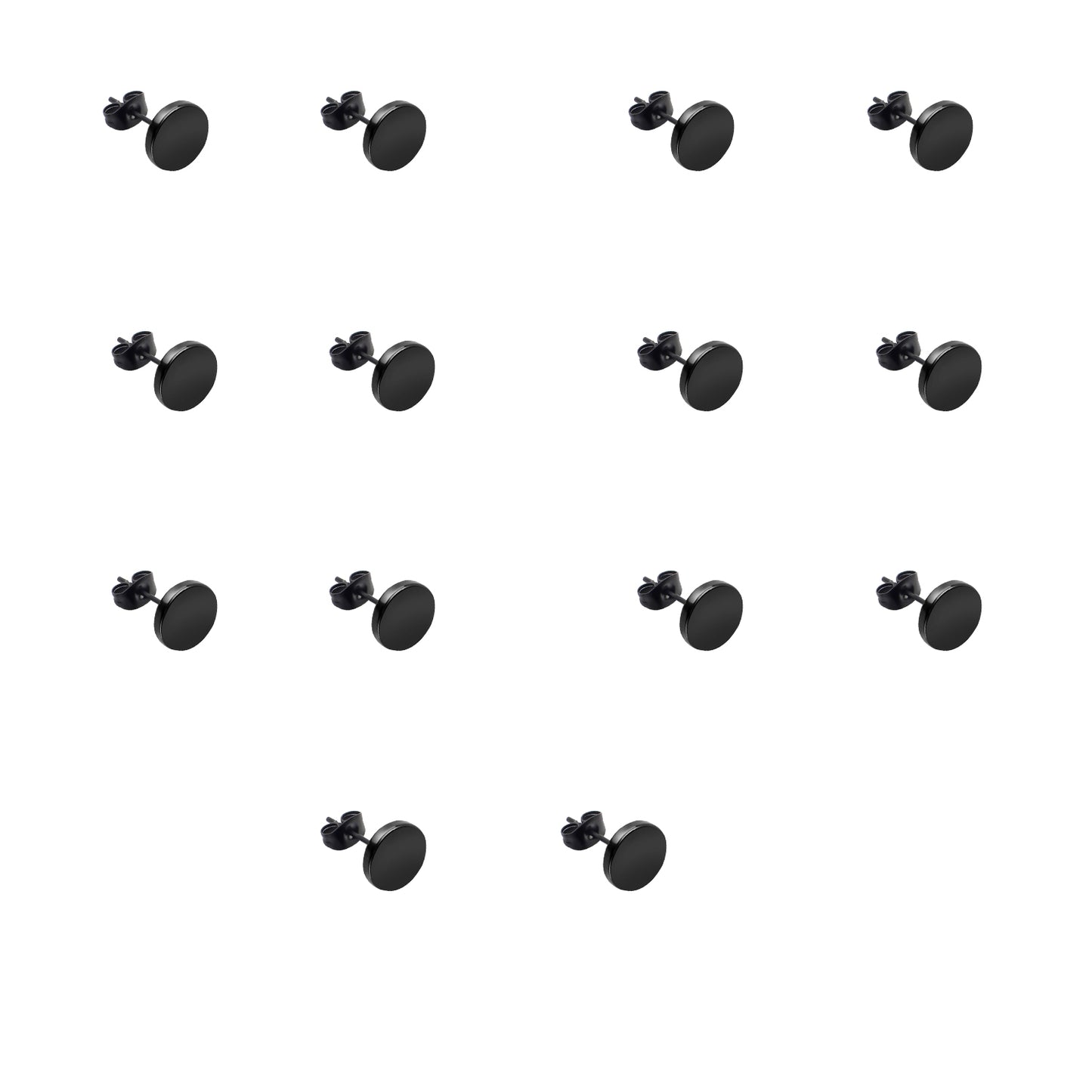 Black Round Stud Earrings, 7 Pairs Stainless Steel Dot Earrings Hypoallergenic Earrings Studs for Man Woman, 3mm/4mm/5mm/6mm/7mm/8mm/10mm