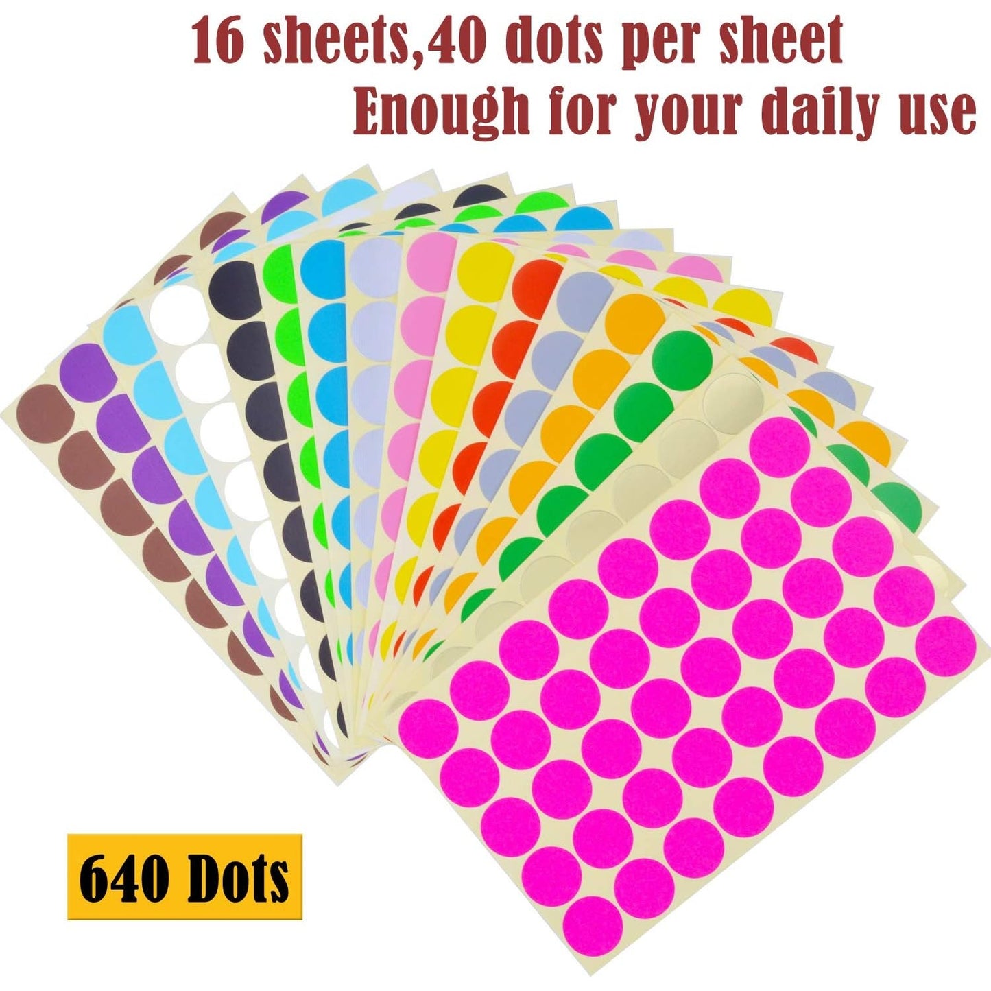 BronaGrand 640 Pieces 1 Inch Round Stickers Color Coding Labels