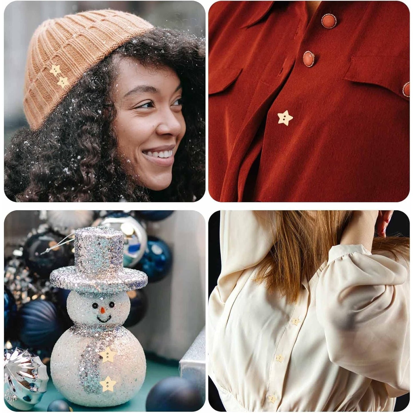 200pcs Wooden Star Buttons with 2 Holes Rustic Sewing Buttons Lovely Mini Wood Button for Costume Design Clothes Scrapbooking Art Crafts DIY Decoration