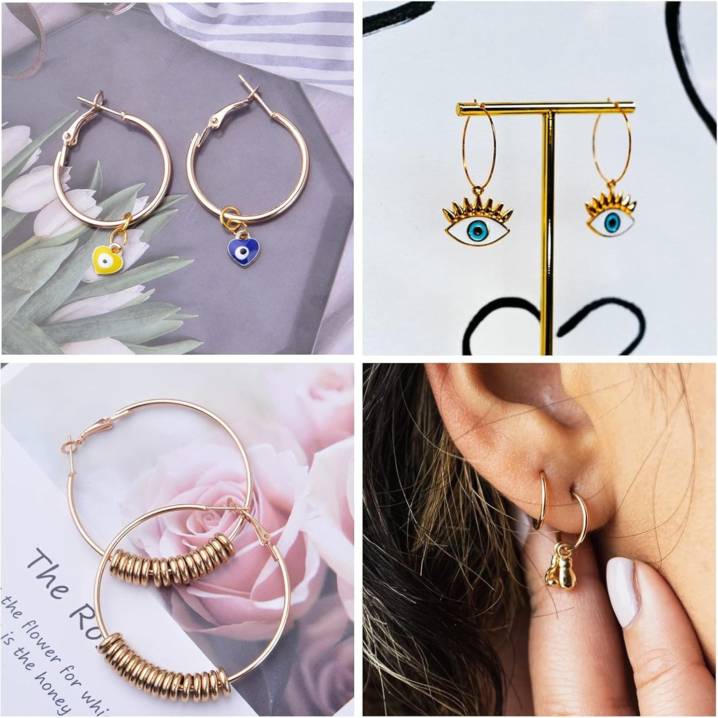 12 Pairs Hoop Earrings Set Big Circle Earrings Round Hoop Earrings Findings Fashion Jewelry for Women Girls, Gold, Dia 2-7.5cm