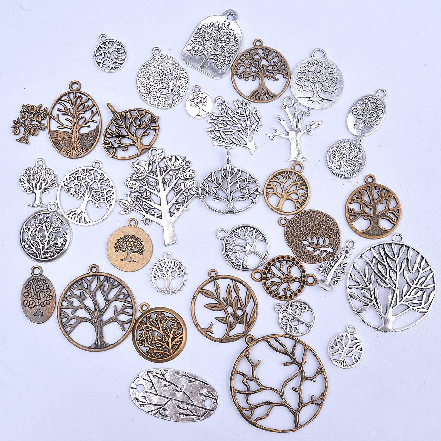 35pcs Mixed Alloy Tree of Life Pendants Beads Charms Pendants for Crafting, Jewelry Findings Making Accessory for DIY Necklace Bracelet