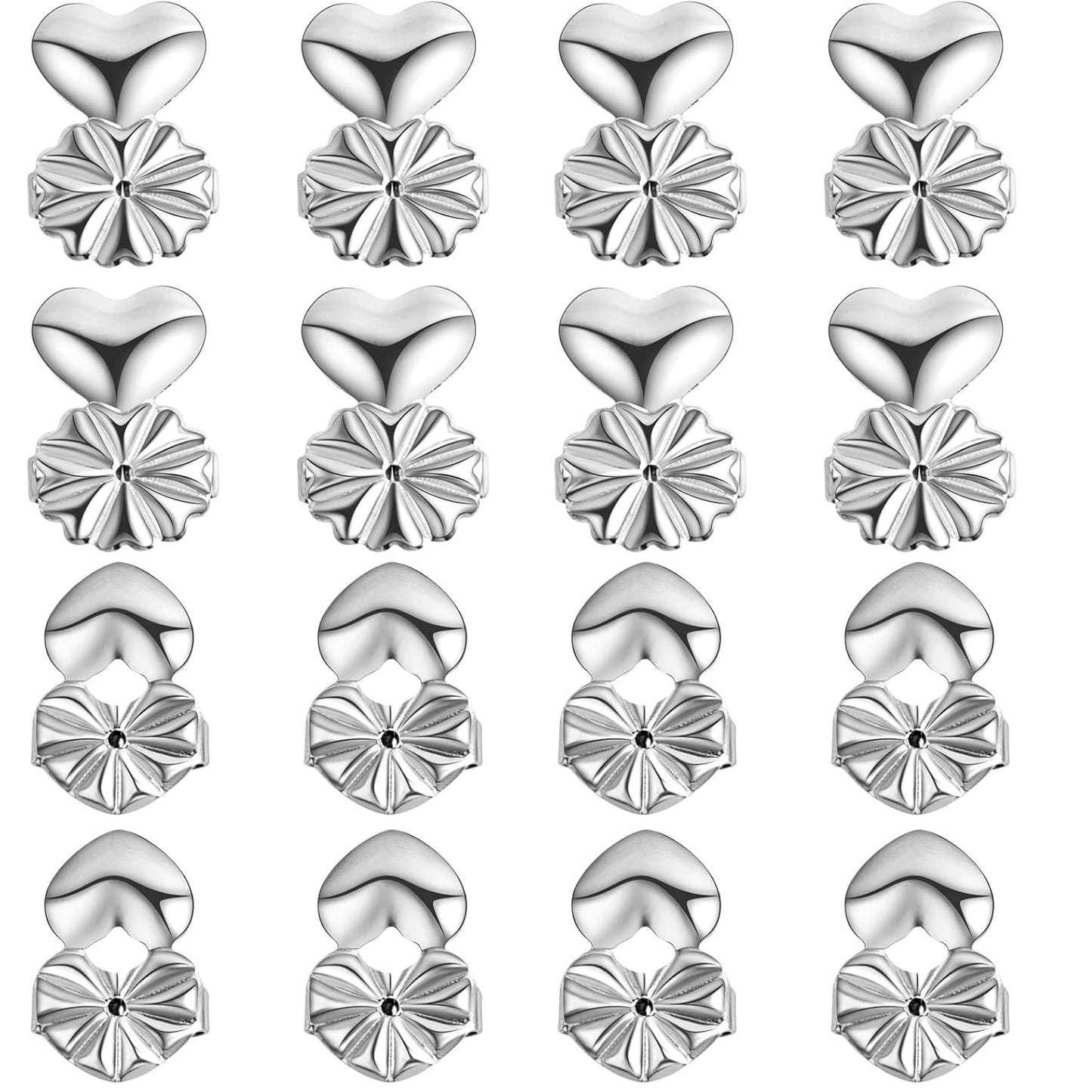 8 Pairs 2 Styles Earring Backs Lifters Hypoallergenic Brass Earring Backs Adjustable Magic Earring Secure Backs for Droopy Ears Heavy Earrings, Golden and Silver