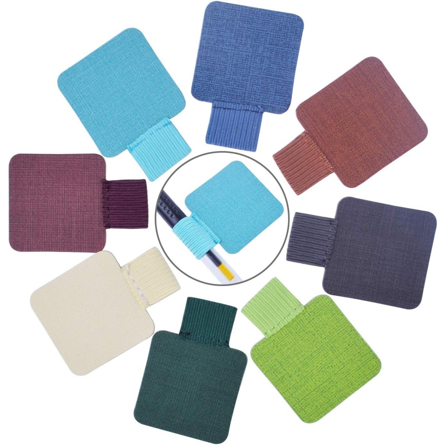 8pcs Self-adhesive Leather Pen Holder with Elastic Loop for Notebooks, Journals,Calendars and Planners(8 Colors)