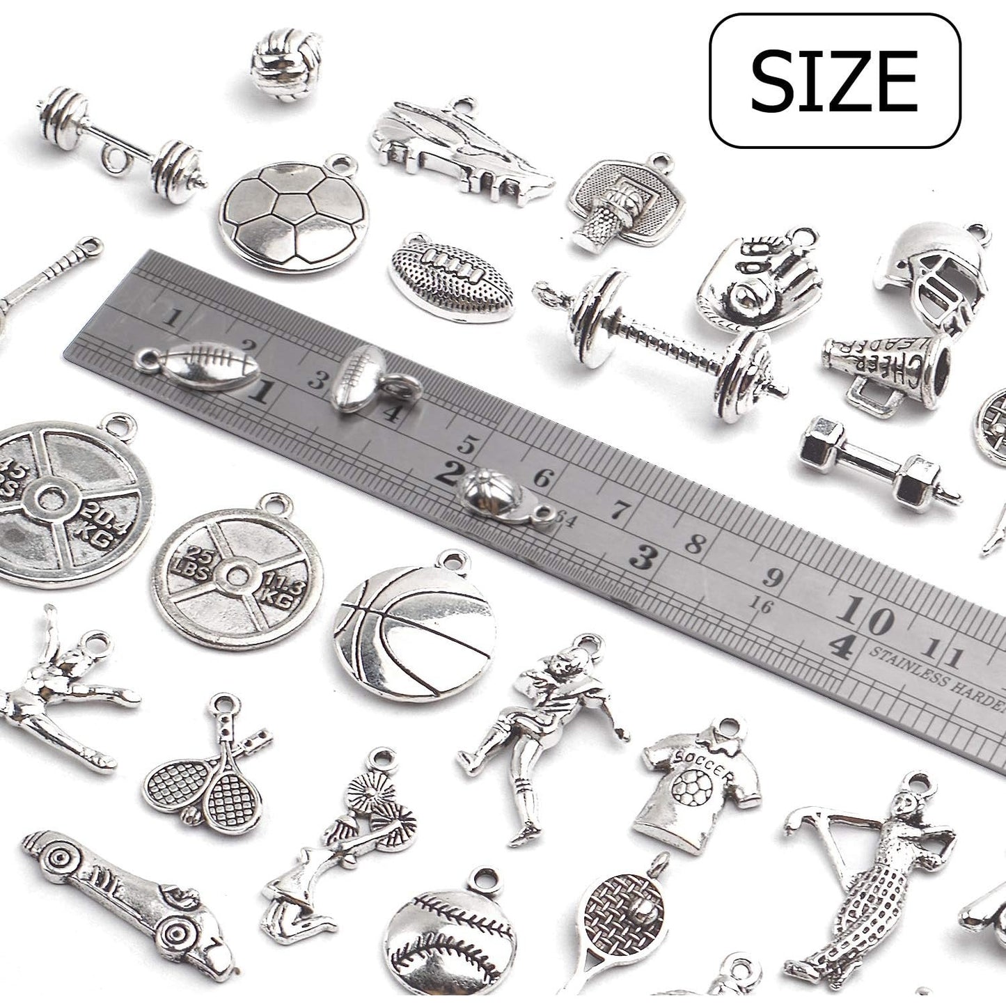 Ball Sports Charms, 40pcs Mixed Alloy Sport Theme Baseball Football Bat Glove Craft Charms Pendants Jewelry Findings for DIY Necklace Earrings Bracelet