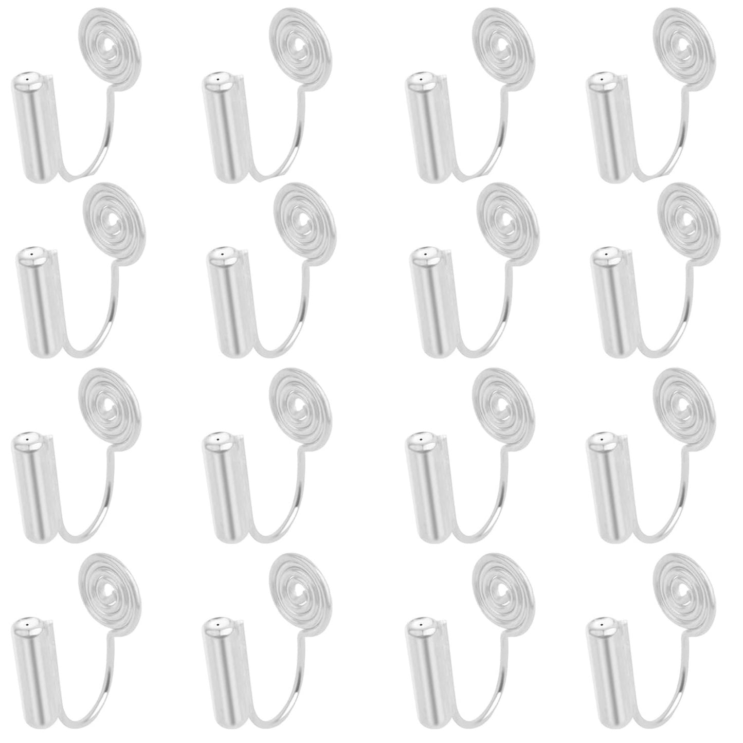 16pcs Mosquito Incense Shape Earring Clips with Post Brass Clip-on Earring Converters Components and 16pcs Painless Earring Pads for Non-Pierced Ears DIY Jewelry Making, 4 Colors