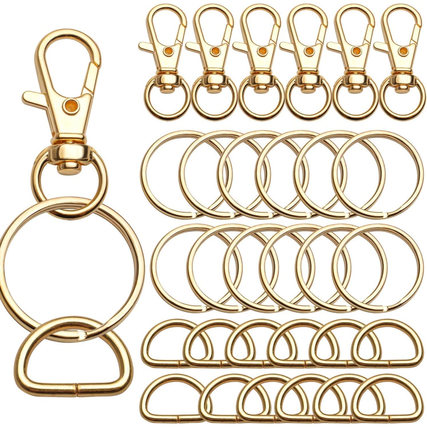 100PCS Swivel Snap Lobster Clasps Keychain Hooks 20 Pieces with Key Rings 40 Pieces and D Rings 40pcs for Bags, Lanyard Craft Making