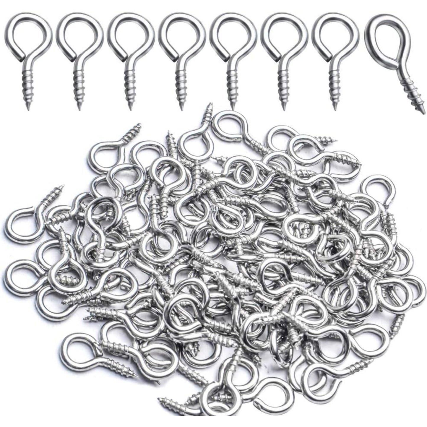 Small Eye Hooks,100pcs 13x7mm Mini Eye Pins Eye Screw Hooks Metal Eyelets Screw Eye Lags for Resin Jewelry Bead Plastic Wood