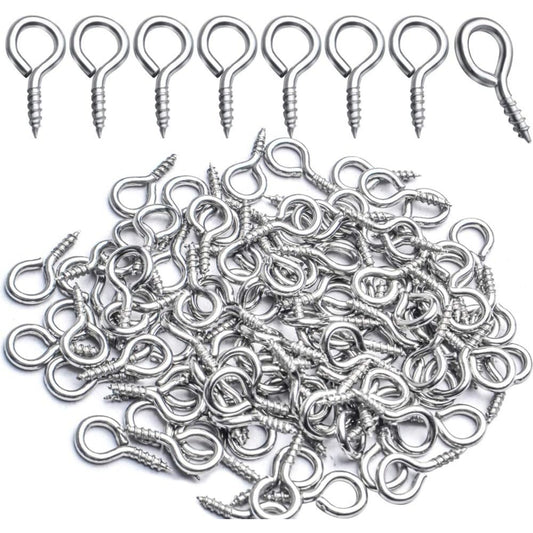 Small Eye Hooks,100pcs 13x7mm Mini Eye Pins Eye Screw Hooks Metal Eyelets Screw Eye Lags for Resin Jewelry Bead Plastic Wood