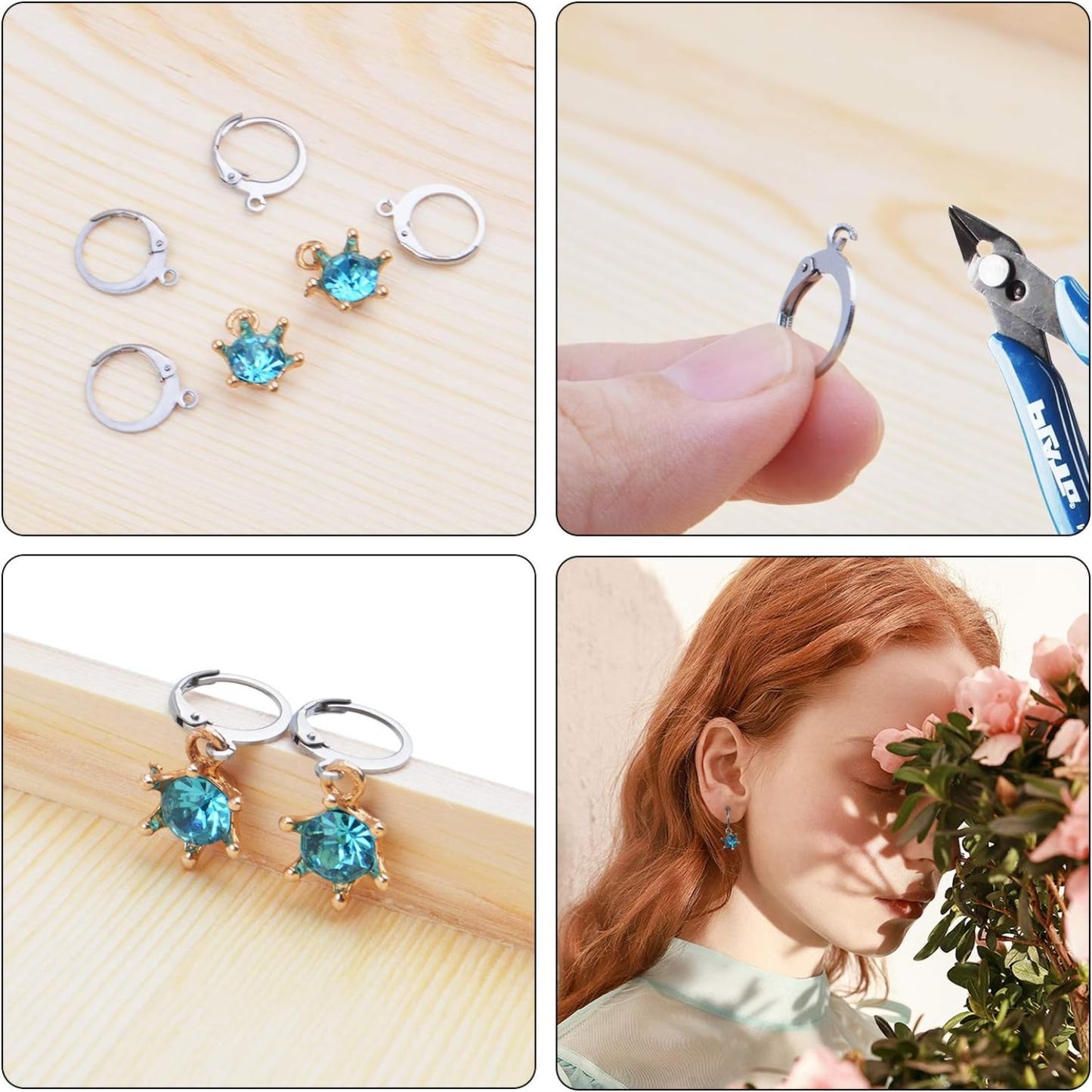 50 Pieces (25 Pair) Stainless Steel Leverback Earrings Round French Hook Earwires Findings with Open Loop for Earring Making - 13 x 15 mm