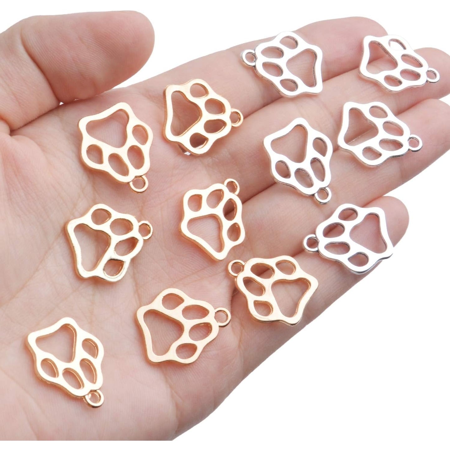 Animal Paw Charms, 100pcs Print Pendant for Dog Bear Cat Jewelry Making, Bracelet Necklace DIY Crafts