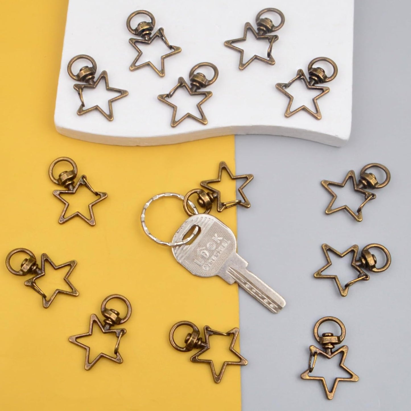 40pcs Star Shape Swivel Lobster Clasps Zinc Alloy Spring Clasp Snap Hooks Keychain Clips for DIY Keyrings Backpacks Purses Connector Accessories Supplies, Antique Bronze