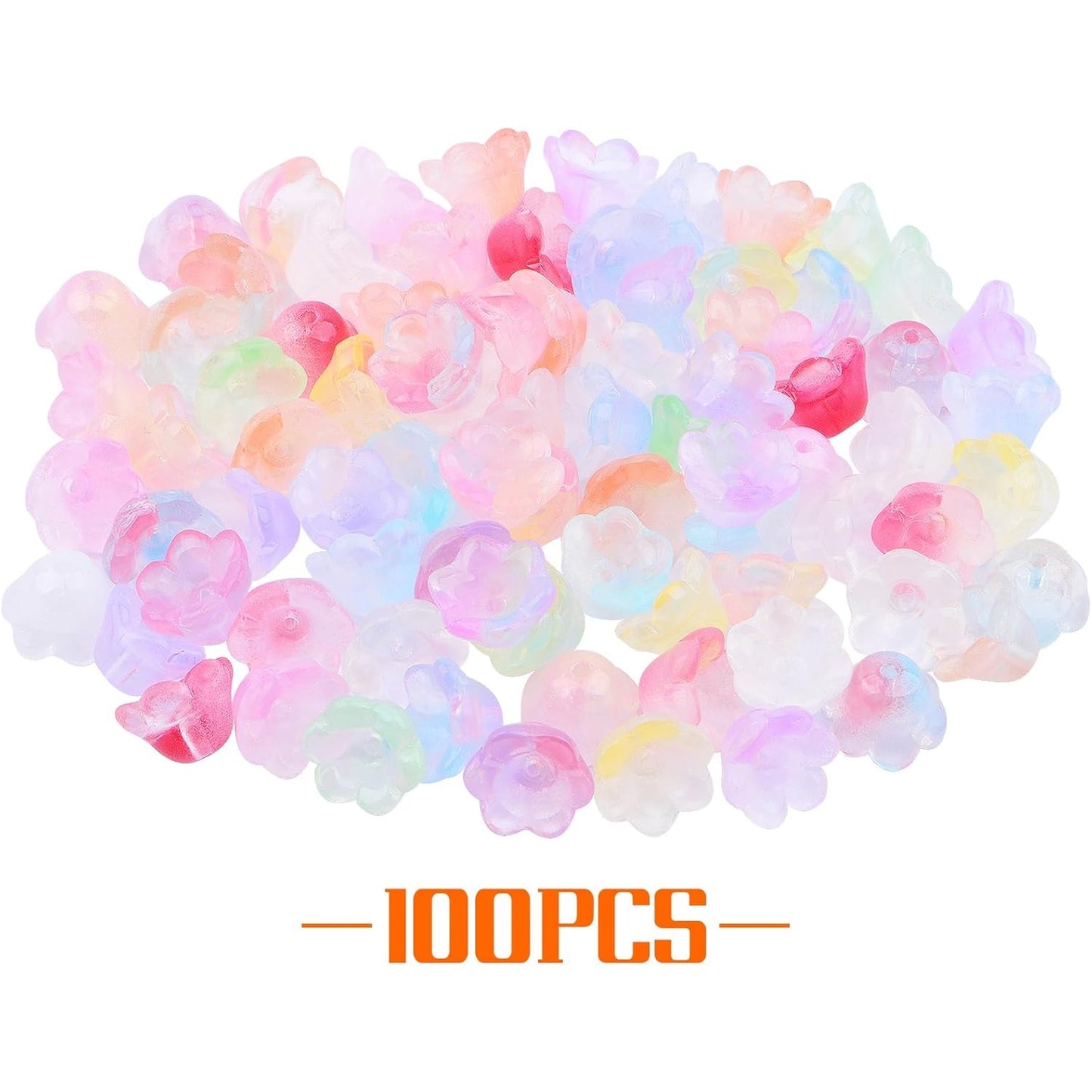 100pcs Czech Glass Flower Beads Mixed Colors Trumpet Flower Shape Loose Glass Beads Bell Flower Spacer Bead Caps Accessories for DIY Jewelry Making Beading Projects Gifts