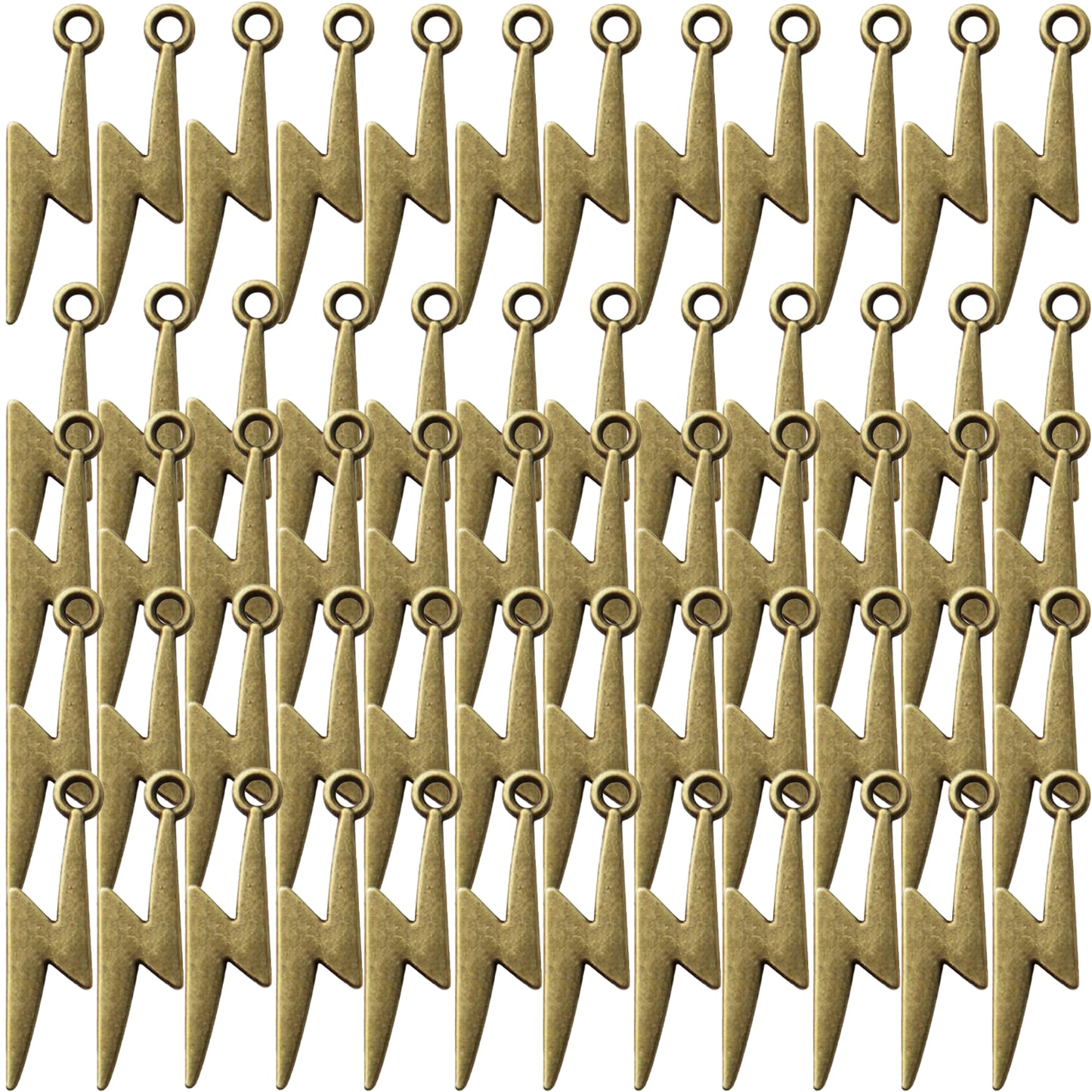 60pcs Lightning Bolt Pendants Alloy Flash Lightning Charms Thunder Flash Celestial Dangle Charms for DIY Earrings Bracelet Crafts Jewelry Making Accessory,28mm×7.7mm